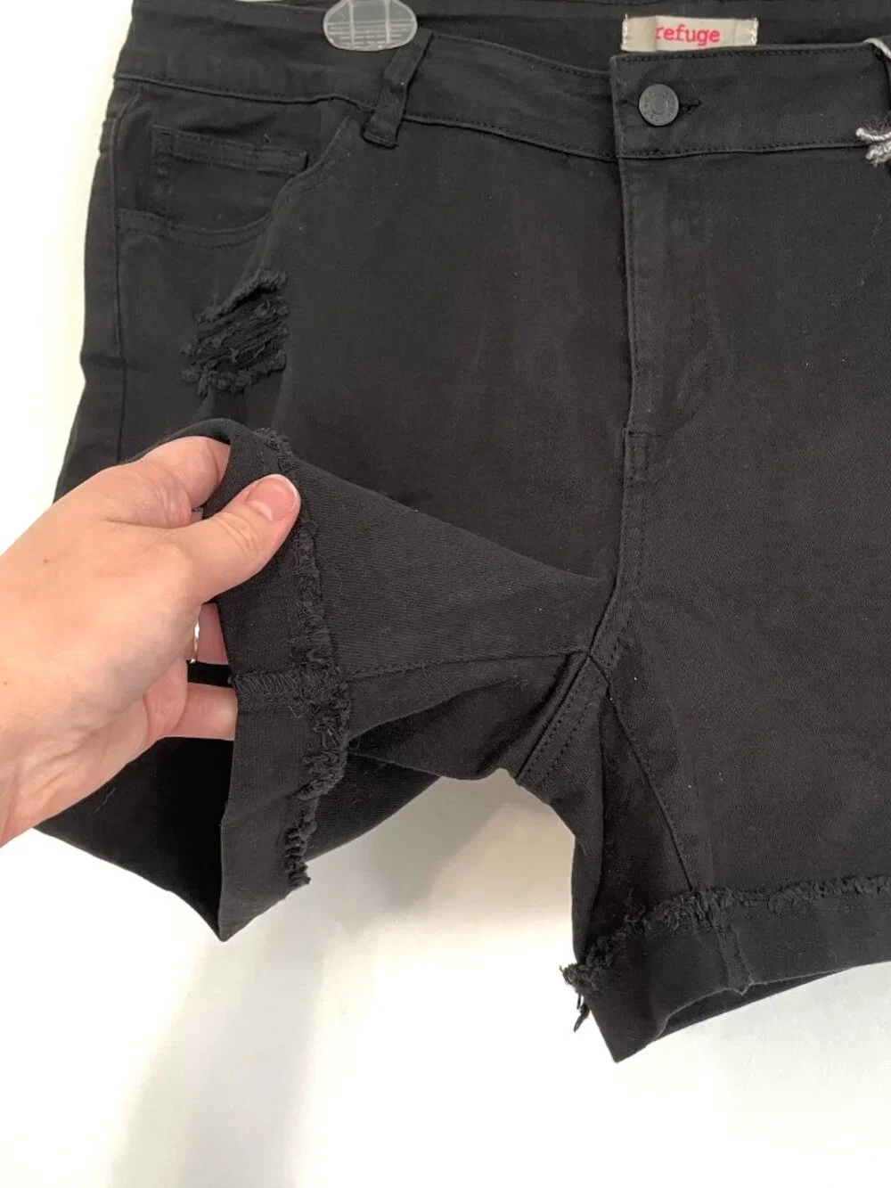 NEW NWT REFUGE Hi-Rise Cheeky Jean Shorts Black High Waisted 5